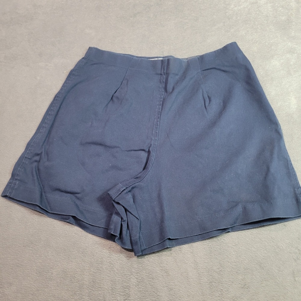 Dressbarn Shorts Women 10 Navy Blue Flat Front Cotton Stretch Casual Summer Prep